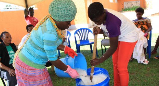 Teenage mothers attain liquid soap making skills.